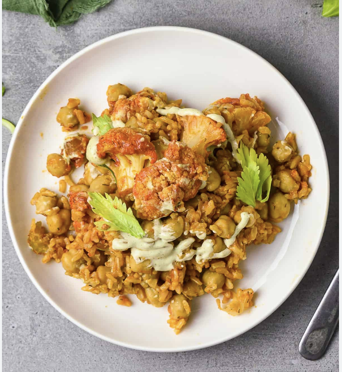 Buffalo Cauliflower & Chickpea Casserole